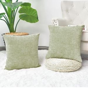Set of 2 Cozy Throw Pillow Covers for Couch Sofa Home Decor Sage Green 18x18